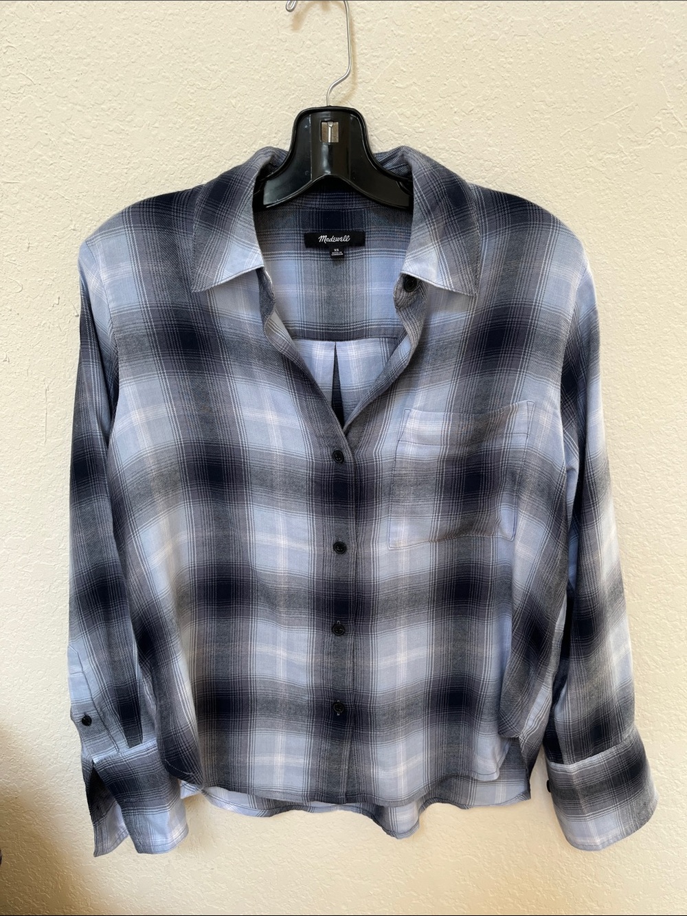 Madewell Blue and Gray Plaid Button-Up Shirt